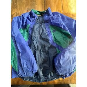 Vintage Nike Windbreaker Jacket Blue Teal‎ Colorblock Full Zip 90s Mens Large